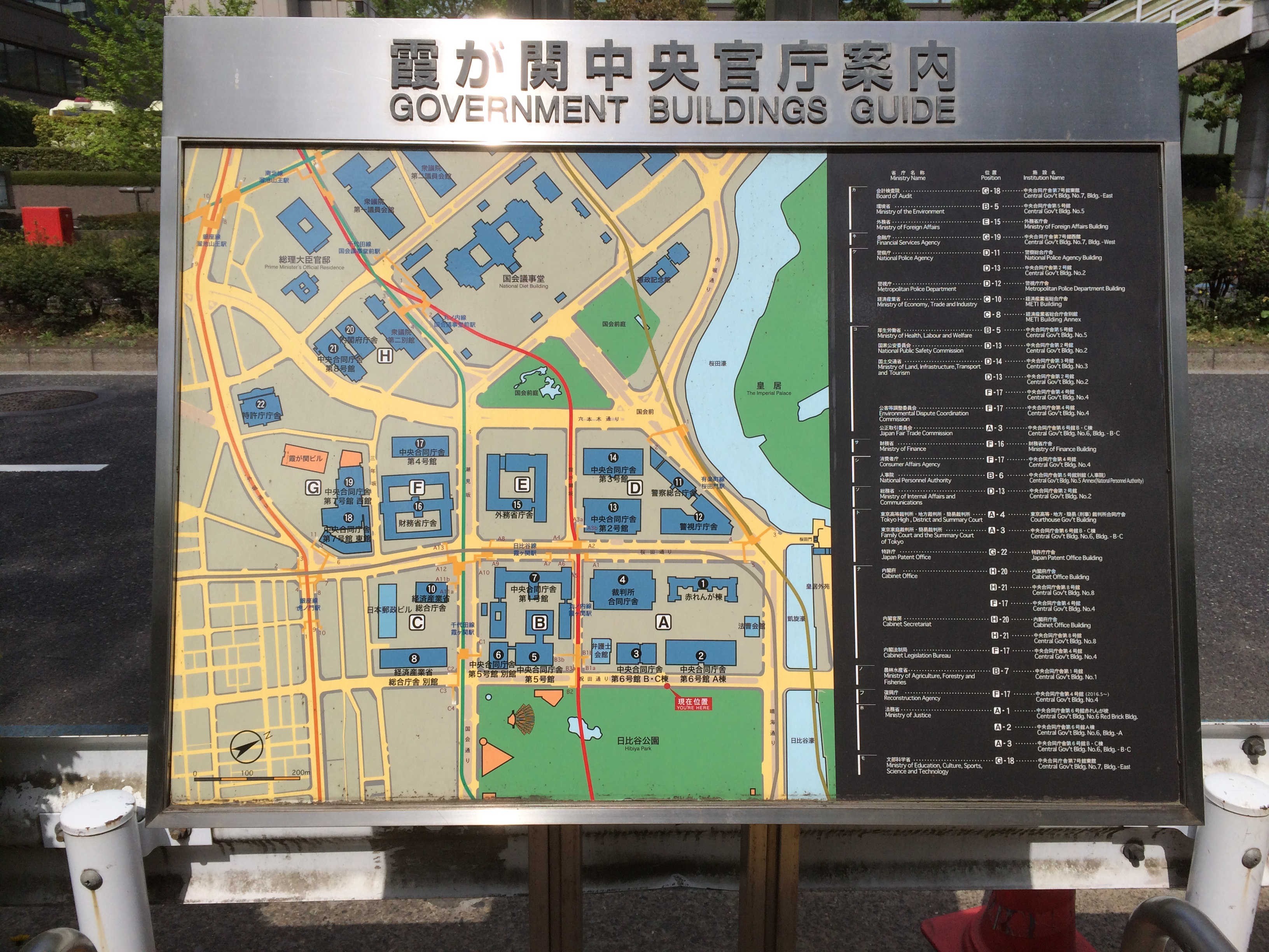 日比谷公園健康運動広場（スタート）　霞が関中央官庁案内図